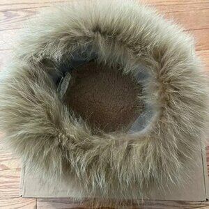Grevi Lamb Crown with Fox Fur Vintage warm  hat